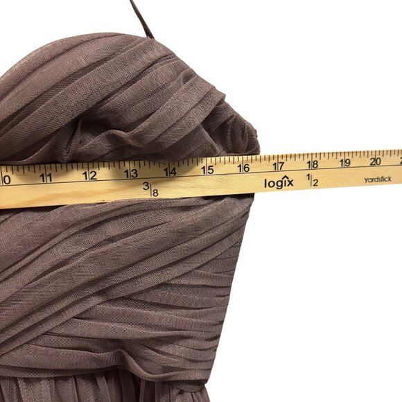 Amsale Womens Brown Strapless Ruched Bodice Chiffon Formal Gown Size 8 - Picture 7 of 8